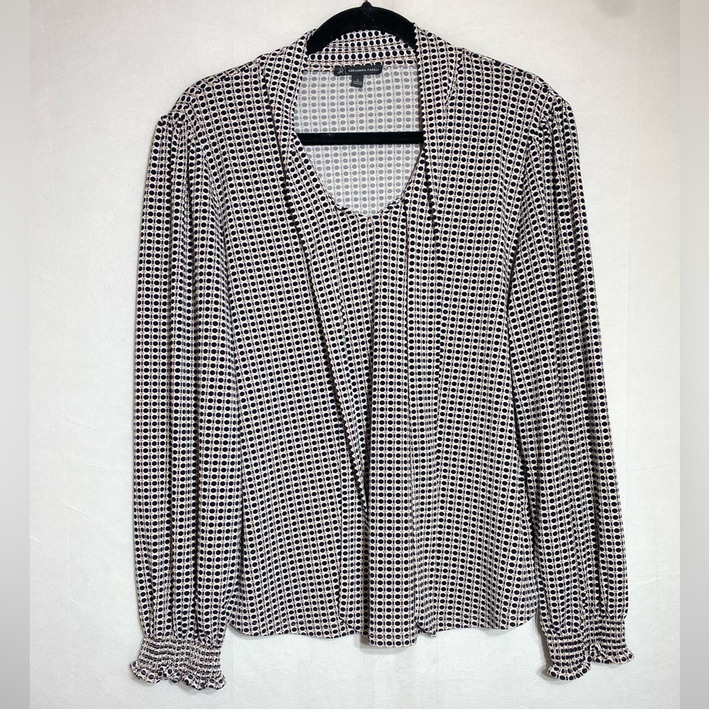 Adrianna Sizes L Papell Black and White Patterned Blouse